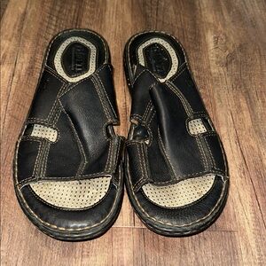 Men’s BORN‎ Jared open toe black leather sandals Size 12